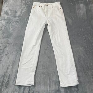 Levis Wedgie Straight Jeans Womens 26 White High Rise Button Fly Denim